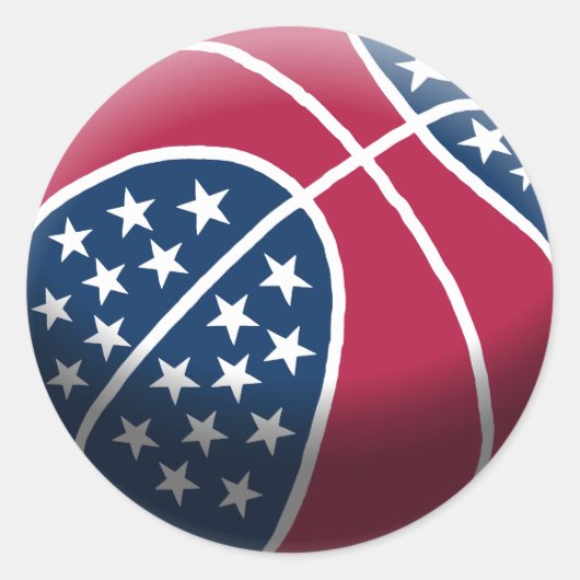 4 juli basketbal ronde sticker (Voorkant)
