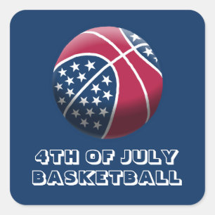 4 juli basketbal vierkante sticker