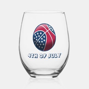 4 juli-basketbal wijnglas zonder voet