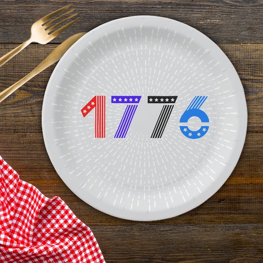 4 juli BBQ 1776 Papieren Borden Bordje