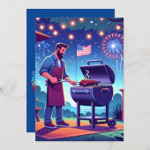4 juli BBQ aangepast feest Kaart (Voorkant / Achterkant)