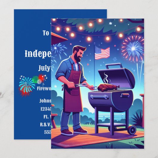 4 juli BBQ aangepast feest Kaart (Voorkant / Achterkant)