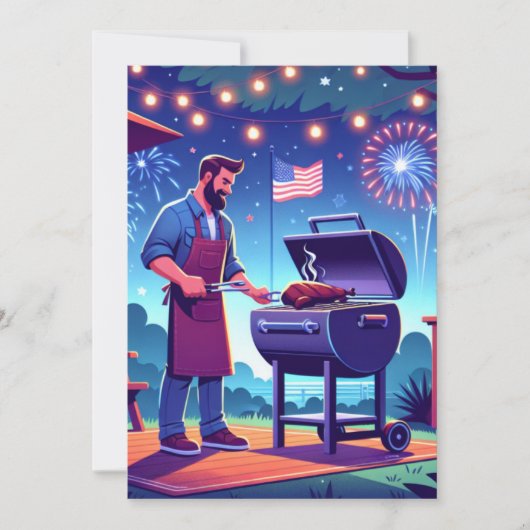 4 juli BBQ Aangepast Feestje Kaart (Voorkant)