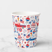 4 juli BBQ Americana Papieren Bekers (Voorkant)