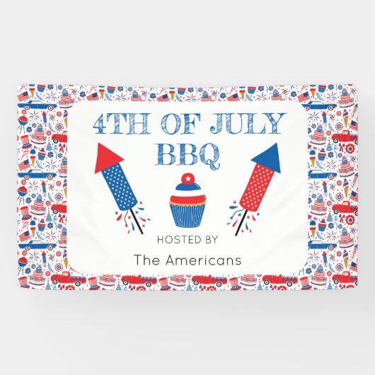 4 juli BBQ Amerikaans Spandoek (Horizontaal)