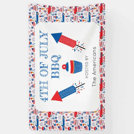 4 juli BBQ Amerikaans Spandoek (Verticaal)