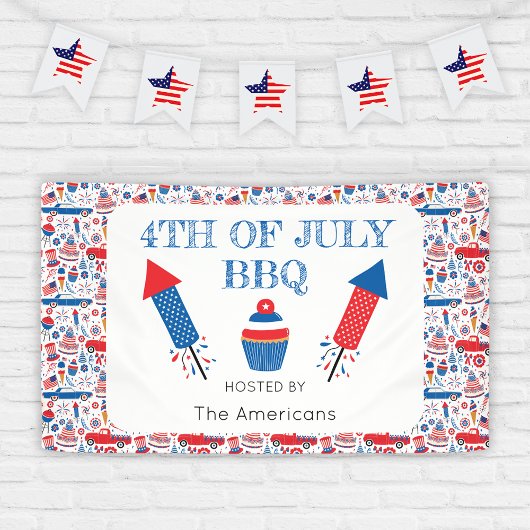 4 juli BBQ Amerikaans Spandoek