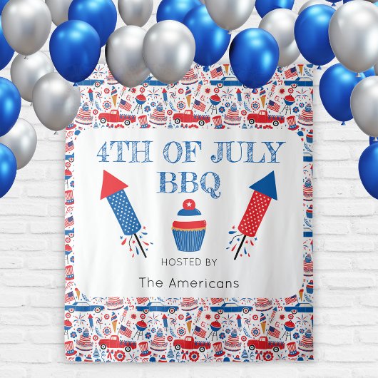 4 juli BBQ Amerikaanse Tapestry Achtergrond Wandkleed
