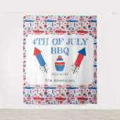 4 juli BBQ Amerikaanse Tapestry Achtergrond Wandkleed (Voorkant)