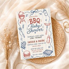 4 juli BBQ Baby Shower Patriottische Achtertuin Kaart