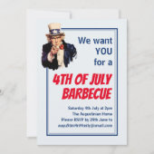 4 JULI BBQ BARBECUE Uncle Sam Gepersonaliseerd Kaart (Voorkant)