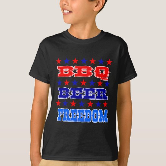 4 juli BBQ Beer Freedom Shirt Amerika Trots Amer (Voorkant)