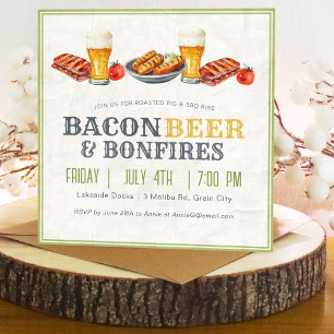 4 juli BBQ Bier Bonfires Vakantiefeest Kaart