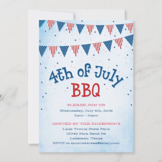 4 juli BBQ Bunting Kaart (Voorkant)