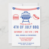 4 juli BBQ Burger Hotdog Cookout Modern Kaart (Voorkant)