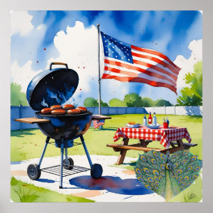 4 juli BBQ Celebration Grill Poster