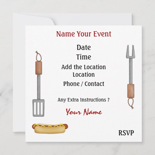 4 juli BBQ Cook Out ! SRF Kaart (Achterkant)