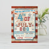 4 juli BBQ Cookout Invitations Kaart (Staand voorkant)