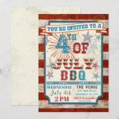 4 juli BBQ Cookout Invitations Kaart (Voorkant / Achterkant)