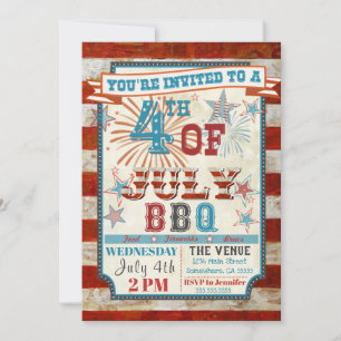 4 juli BBQ Cookout Invitations Kaart