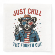 4 juli BBQ Cool Retro Raccoon Chill De Vierde Uit