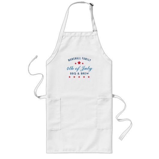 4 juli BBQ en Brew aangepaste familiereünie Lang Schort (Voorkant)