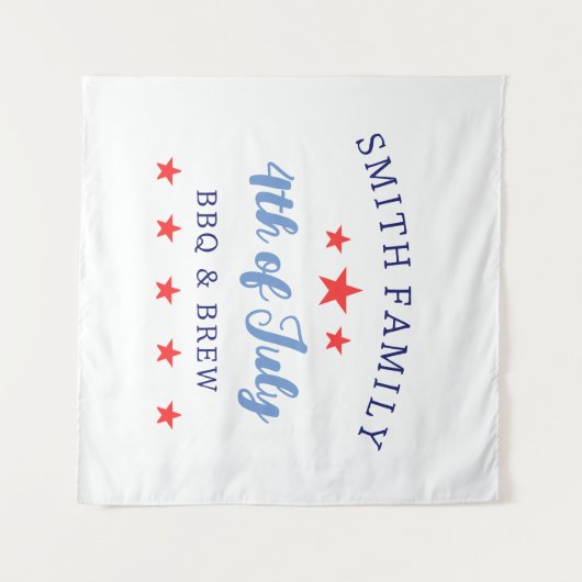 4 juli BBQ en Brew familiereünie Wandkleed (Voorkant (horizontaal))