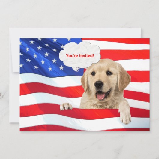 4 juli BBQ-feest hond op vlag Kaart (Voorkant)