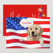 4 juli BBQ-feest hond op vlag Kaart (Voorkant / Achterkant)