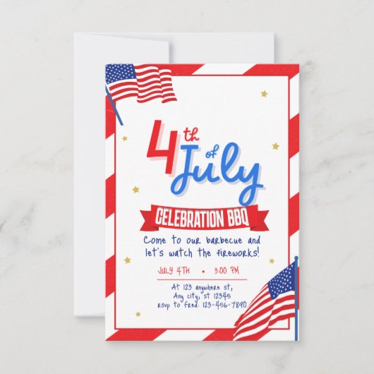4 juli BBQ-feest Kaart (Voorkant)