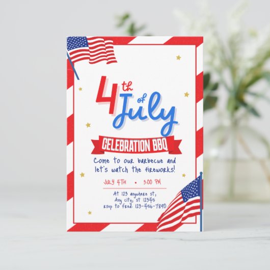 4 juli BBQ-feest Kaart (Staand voorkant)