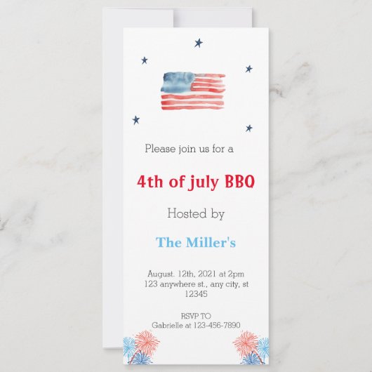 4 juli BBQ-feest Telefoon uitnodigingen (Voorkant)