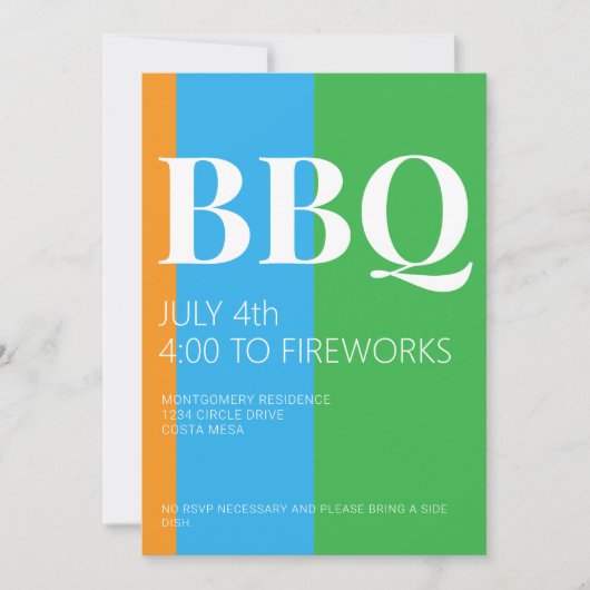 4 juli BBQ-feest uitnodiging (Voorkant)