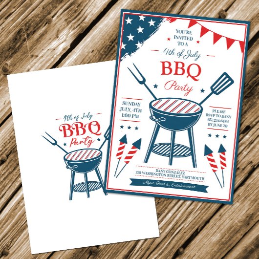 4 juli BBQ-feest uitnodiging
