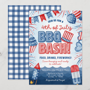 4 juli BBQ-feest Verjaardagsuitnodigingskaart Kaart