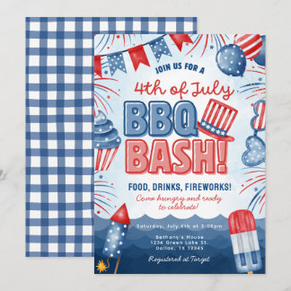 4 juli BBQ-feest Verjaardagsuitnodigingskaart Kaart