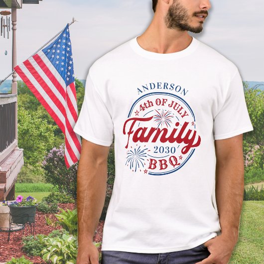 4 juli BBQ gepersonaliseerde familiereünie T-shirt