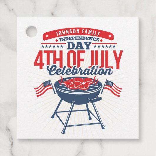 4 juli BBQ Grill Gepersonaliseerde Gezinsreünie Bedankjes Labels (Voorkant)