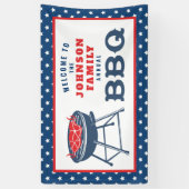 4 juli BBQ Grill Gepersonaliseerde Gezinsreünie Spandoek (Verticaal)