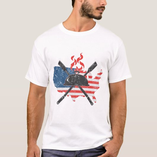 4 juli BBQ Grill Meester T-shirt (Voorkant)