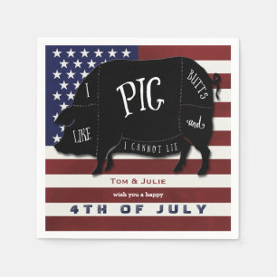 4 juli BBQ I like Pig Butts and I Can'Lie Servetten