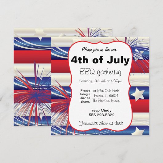 4 juli BBQ Kaart (Voorkant / Achterkant)