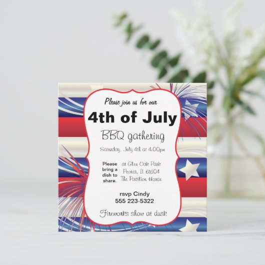 4 juli BBQ Kaart (Staand voorkant)