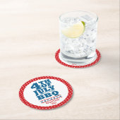 4 juli BBQ Party Custom Family name Ronde Kartonnen Onderzetter (Insitu)