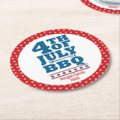 4 juli BBQ Party Custom Family name Ronde Kartonnen Onderzetter (Gebogen)