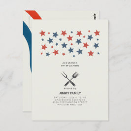 4 juli BBQ Party Invitation Briefkaart