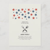 4 juli BBQ Party Invitation Briefkaart (Voorkant)