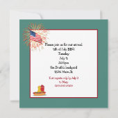 4 juli BBQ Party Met Grill en Vuurwerk Kaart (Achterkant)