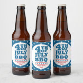 4 juli BBQ Party Personalized Blue Star Bier Etiket (Flessen)