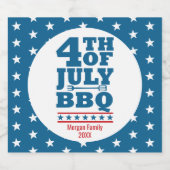 4 juli BBQ Party Personalized Blue Star Bier Etiket (Enkel label)